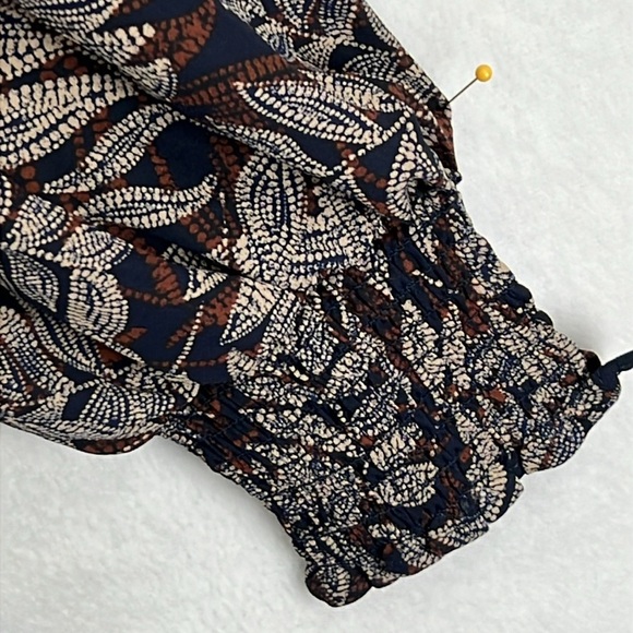 Nine Britton (Stitch Fix) Women’s Blouse Sz S Navy/Brown/Tan Polyester NWT - Picture 5 of 12